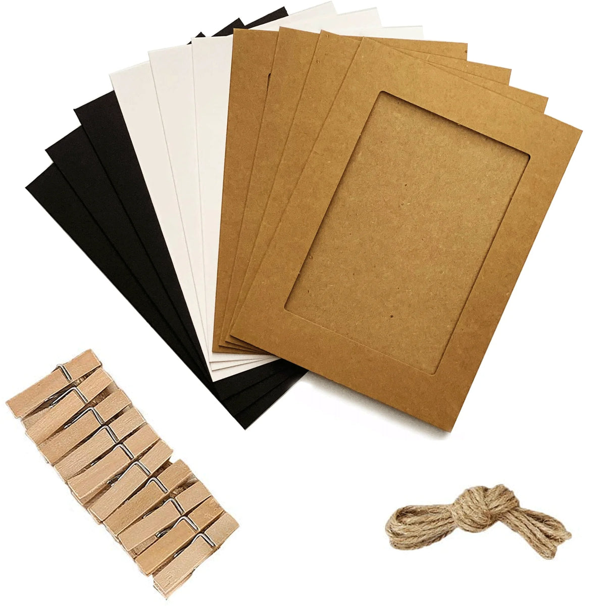 cadres photo papier kraft 10 pièces clips bois décoration murale classique rustique farmhouse chambre