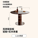 table ronde bois moderne 80cm diamètre 75cm hauteur marron points blancs pied centralisée