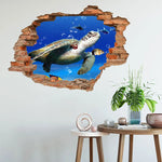 sticker mural 3d scène naturelle illusion optique adhésif multicolore coucher soleil océan planètes enfants