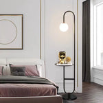 lampe sol moderne plateau marbré or blanc led 6w 10w verre dépoli 153cm haute