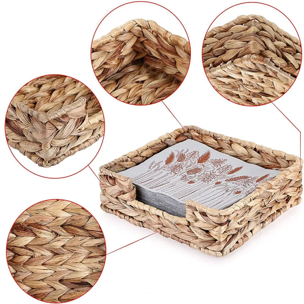 porte mouchoirs tressé jacinthe d'eau rustique boîte serviettes décorative boîte rangement classique tissu amovible