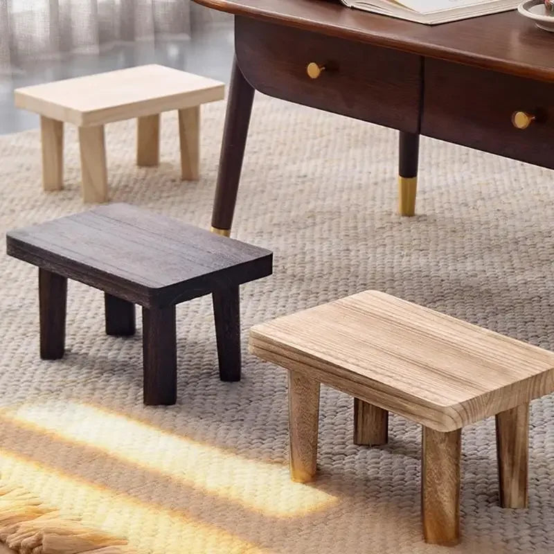 tabouret moderne bois massif grain visible couleur brun foncé minimaliste salon decoration assemblage facile