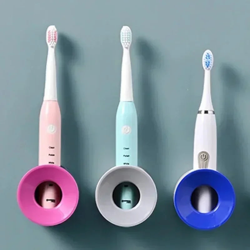 support mural adhésif moderne brosse dents électrique rose bleu blanc noir minimaliste chargeur cable