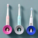 support mural adhésif moderne brosse dents électrique rose bleu blanc noir minimaliste chargeur cable