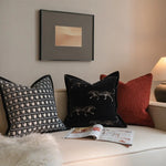 taie d'oreiller léopard brodé moderne 45x45cm noir blanc décoratif intérieur voiture chambre salon canapé
