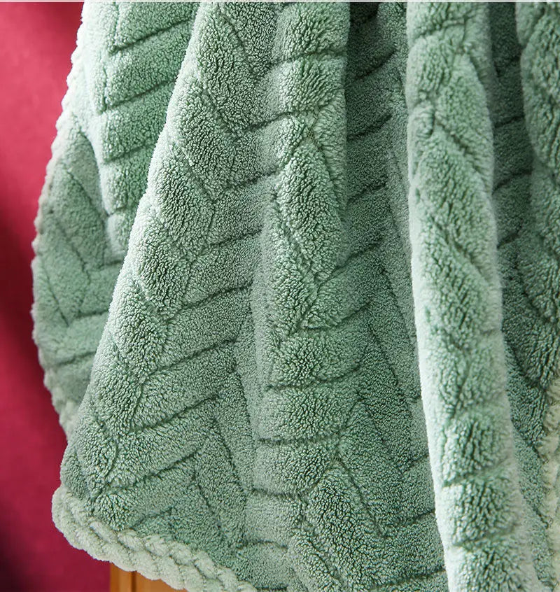 serviette bain microfibre absorbante séchage rapide lavable machine couverture motif géométrique vert pastel rose