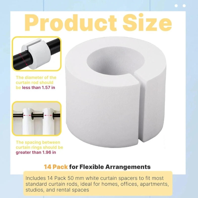écarteurs rideaux blancs texture moderne clips facile pack 14 pièces 50mm 60mm drapery spacers