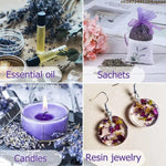 sachets lavande huile essentielle bougies parfumées bijoux résine motifs floraux texture lavande violettes intérieur