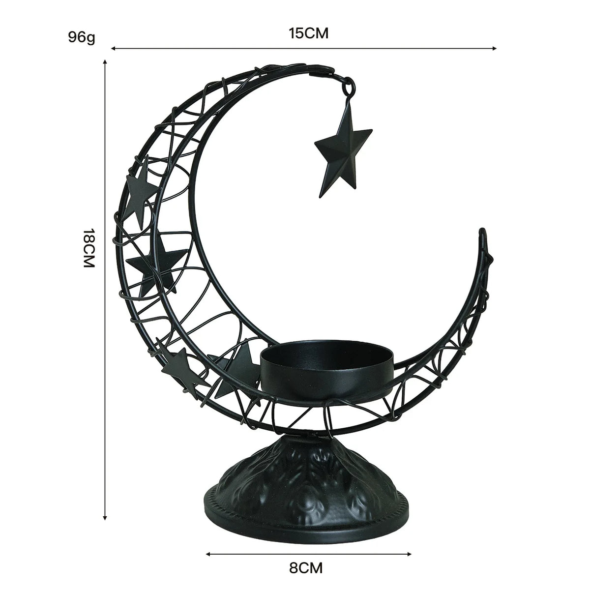 support bougie forme croissant lune argent doré noir ornements ajourés motifs géométriques artisanal décoration