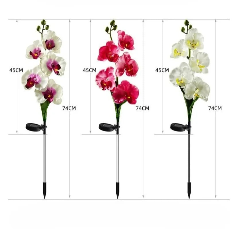 fleurs artificielles orchidées blanc rose bleu moderne décoratifextérieur tringle métallique socle noir