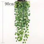 plantes artificielles suspendues feuilles vertes modernes décoratives extérieures accrochées ovales veinées opaques vivantes