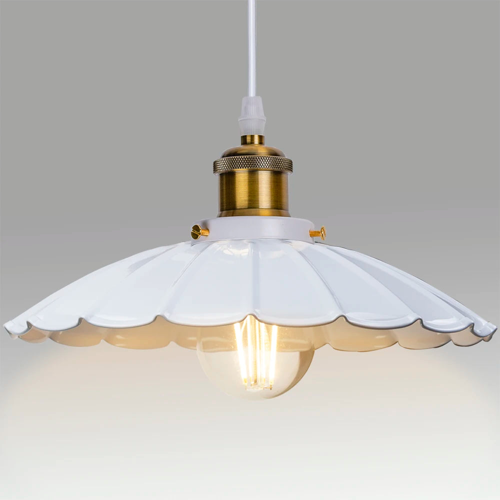 lampe suspendue vintage blanc doré émail brillante chambre salon étude