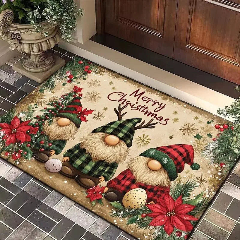 tapis sol bébé moderne noël lutins flocons motifs absorbants résistants