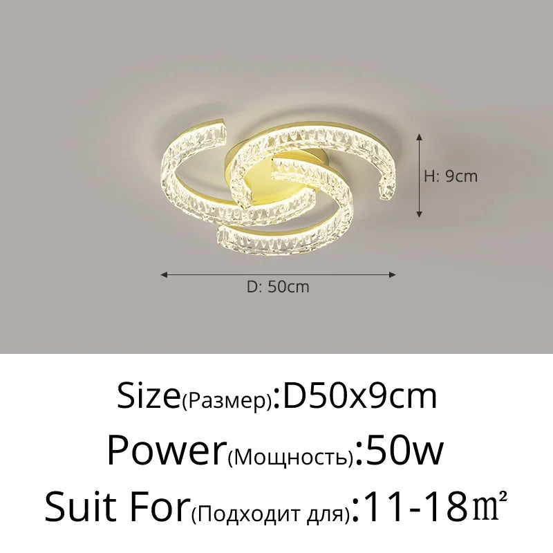 plafonnier moderne led blanc doré noir cristaux contemporain fixations invisibles