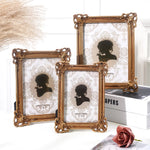 cadre photo or baroque ornements floraux classique moderne rectangle mural gravé