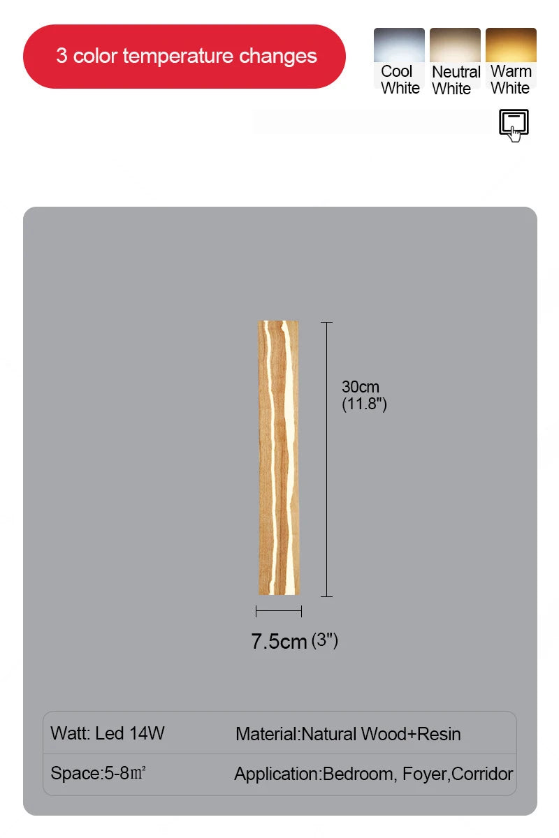 applique murale moderne bois doré ondulé fixée mur lumière blanc chaud