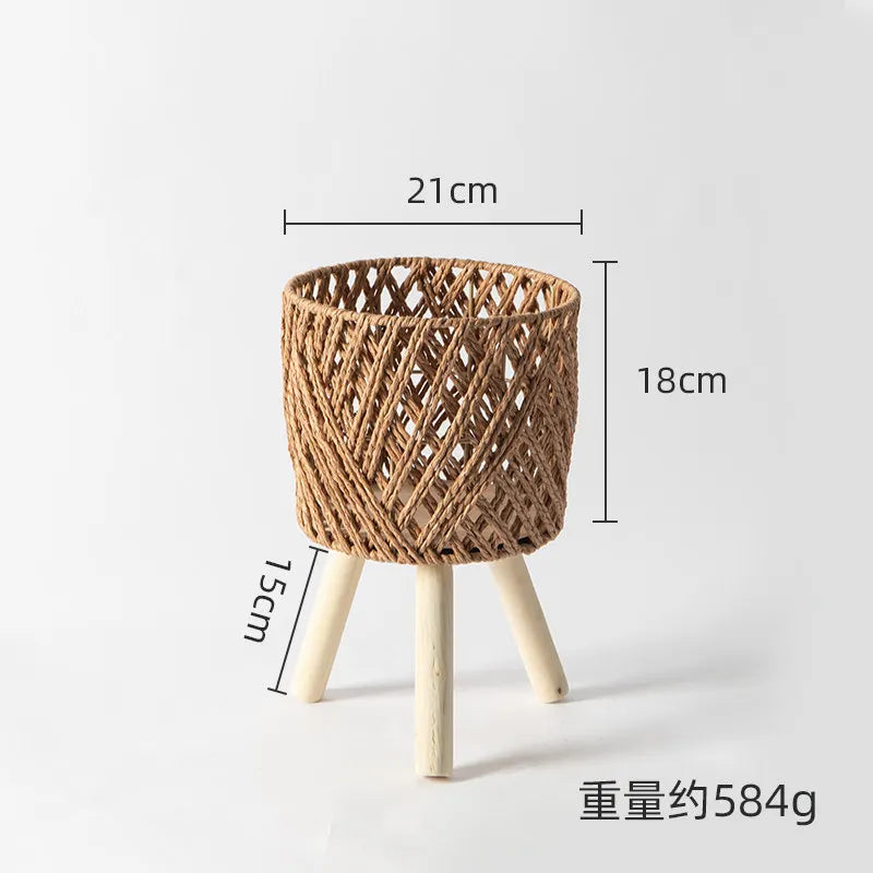 paniers pieds tressés moderne rustique plantes artificielles naturel beige clairextérieur patio jardin