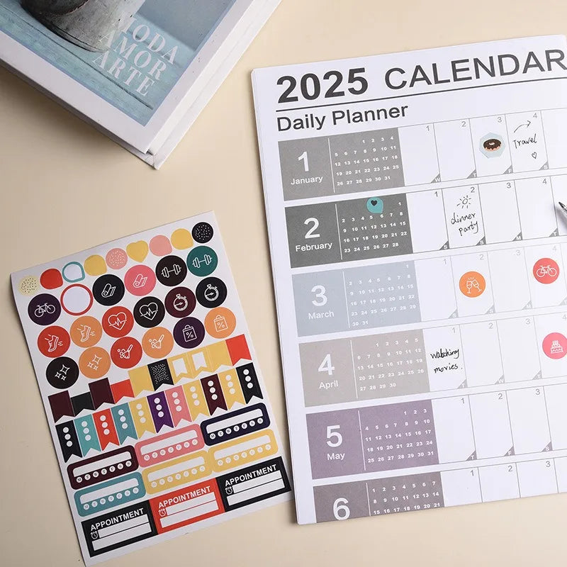 calendrier mural 2026 couleur motif cercle moderne adhésif marqueurs autocollants kawaii fonctionnel transparent opaque