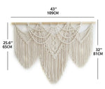 tapisserie macramé bohème franges géométriques beige clair mur décoration artisanal coton lavage main