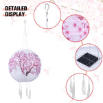 lanterne solaire led florale traditionnelle blanc rouge vert rose crochets tissu nylon opaque festive