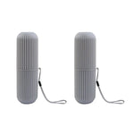 boîte brosse dents gris rose blanc rayures verticales moderne minimaliste respectueux environnement cordelette voyage