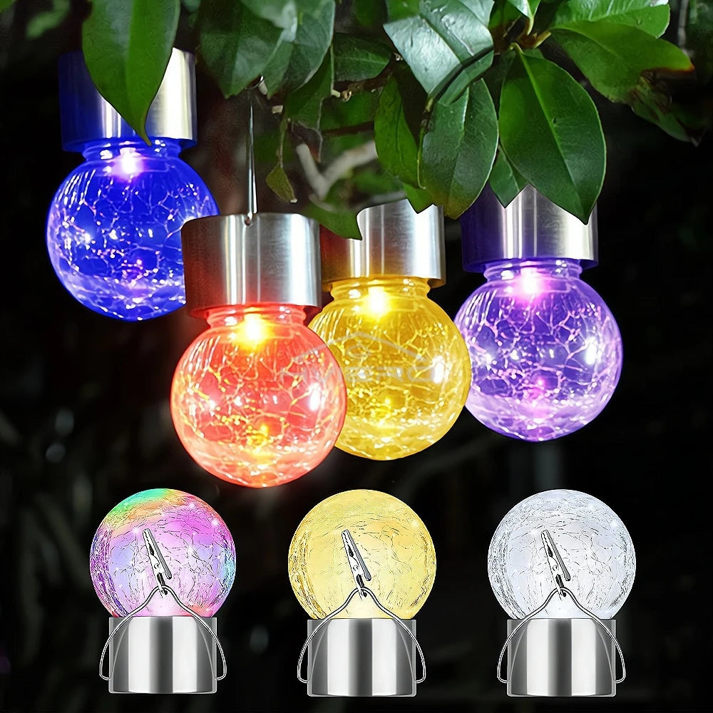 guirlande lumineuse solaire led bleu rouge moderne texture craquelée extérieure jardin verre métal