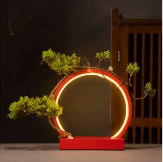 anneau lumineux led or rouge feuilles artificielles base métallique moderne artistique festive gifts