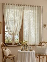 rideau moderne fleurs transparent beige clair décoration polyester extérieure fenêtre plate