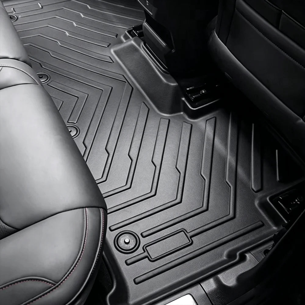 tapis sol voiture noir rayures diagonales surface rugueuse moderne imperméable antidérapant poignées traction