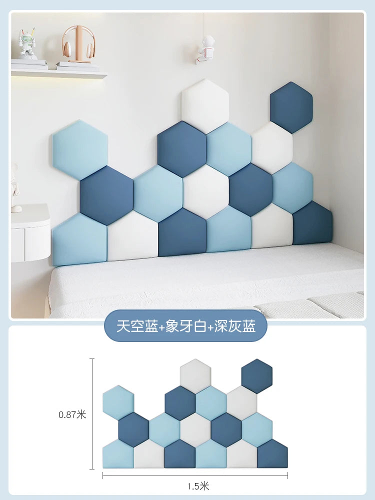 panneaux muraux hexagonaux 3d autocollants géométriques gris beige blanc décoration chambre enfant moderne