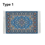 tapis turc traditionnel motifs floraux géométriques bleu rouge blanc nature