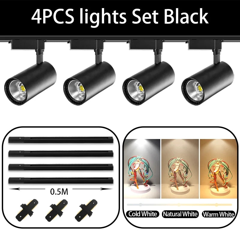 kit spot led rail noir moderne salon magasin éclairage intérieur couleurs