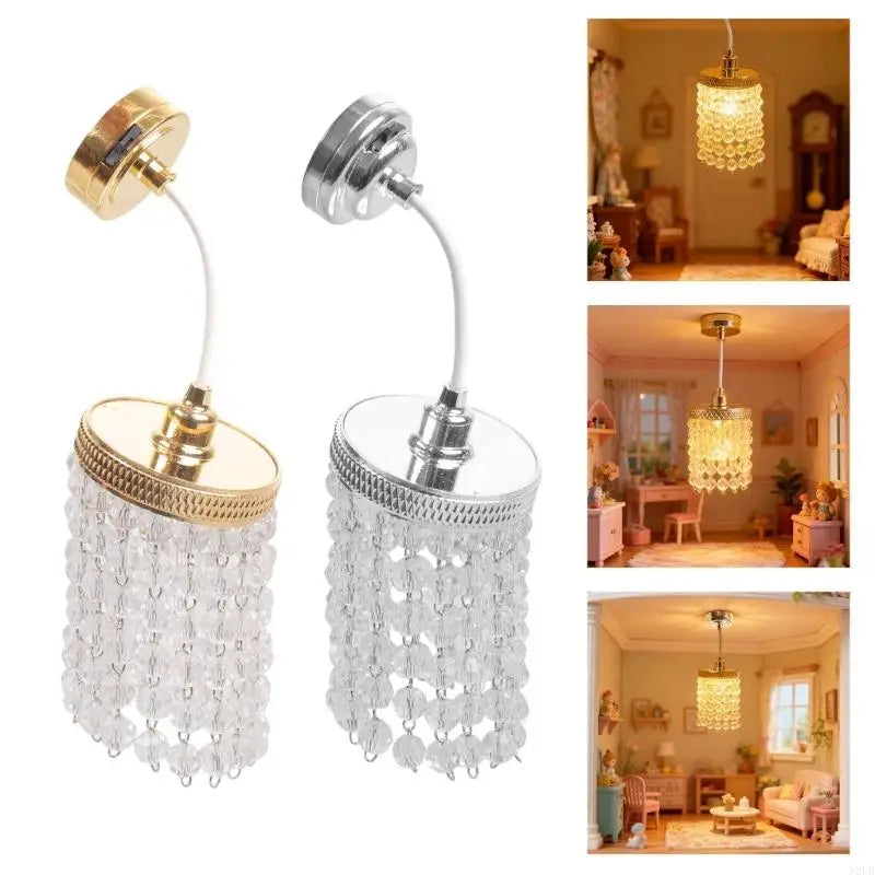 lampe suspendue or argent cristal transparent élégant fixation murale fil blanc