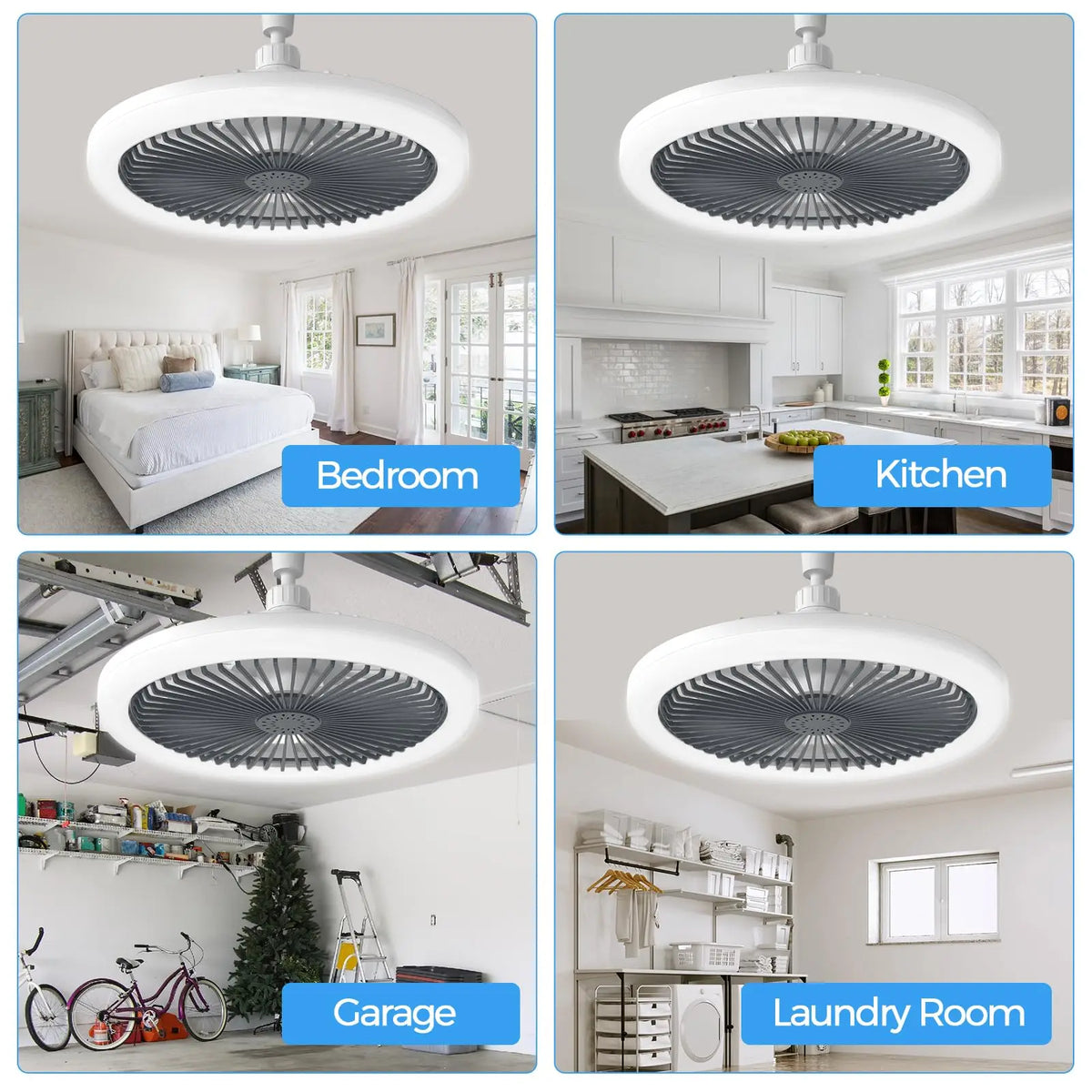 ventilateur led moderne blanc télécommande lumineux rafraîchissant chambre salon