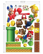 stickers muraux 3d super mario personnages cartoon bleu rouge vert jaune