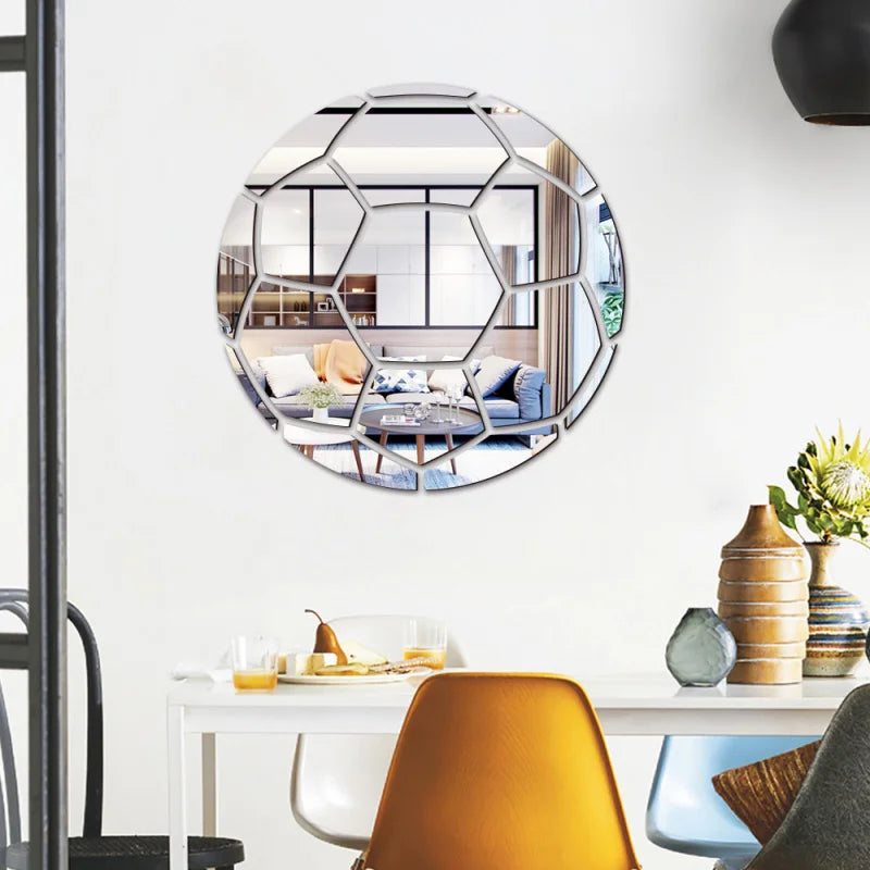 miroir mural argenté hexagonnel moderne adhésif salle bain chambre decoration