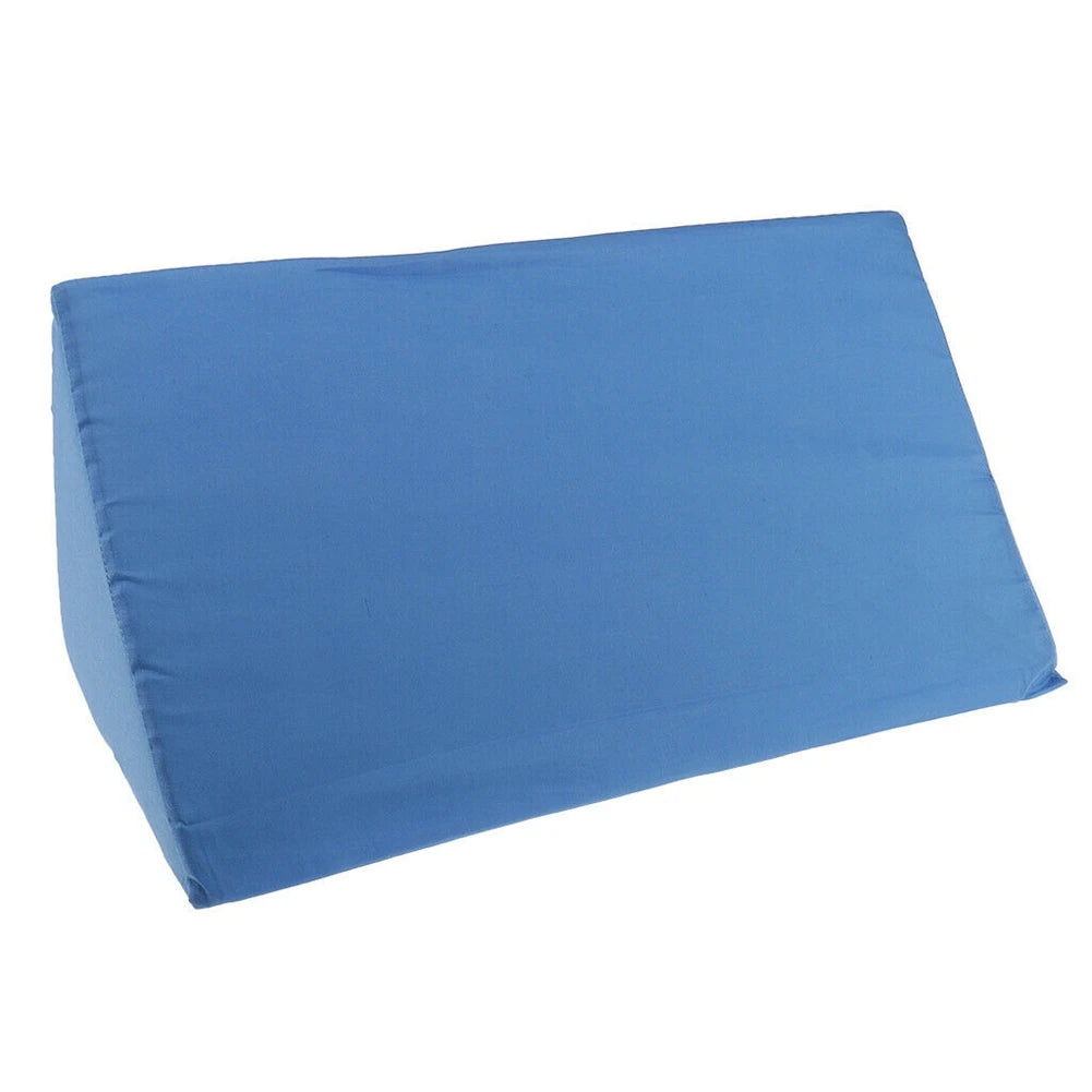 coussin d'élevation bleu mousse mémoire forme incliné support lombaire jambes texture lisse ergonomique