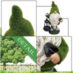statue elfe nain résine lanterne verte barbe blanche motif ajouré lumière solaire patioextérieur