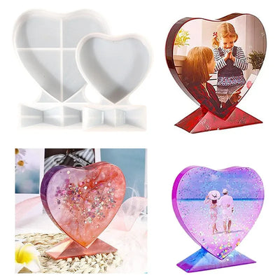 Cadre photo en forme de cœur en silicone blanc pour résine époxy