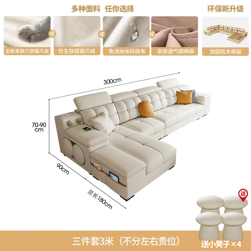 canapé d'angle blanc moderne coussins décoratifs adhésif salon bois minimaliste