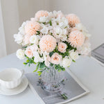 décoration extérieure bouquet fleurs artificielles roses dahlias mariage anniversaire transparent moderne