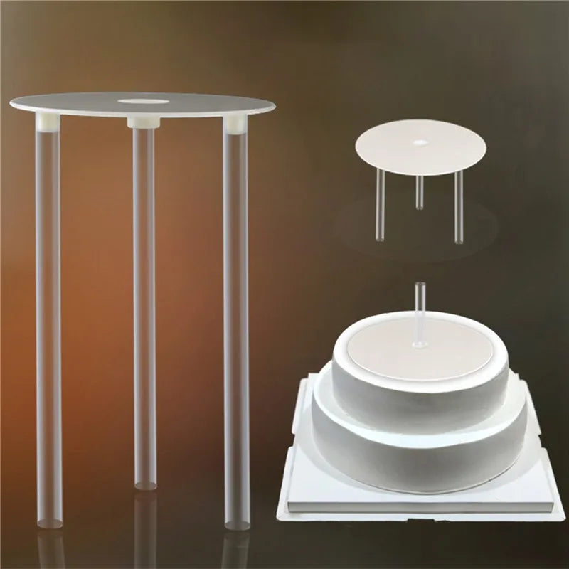support gâteau blanc moderne disques tiges adhésif portable cuisine
