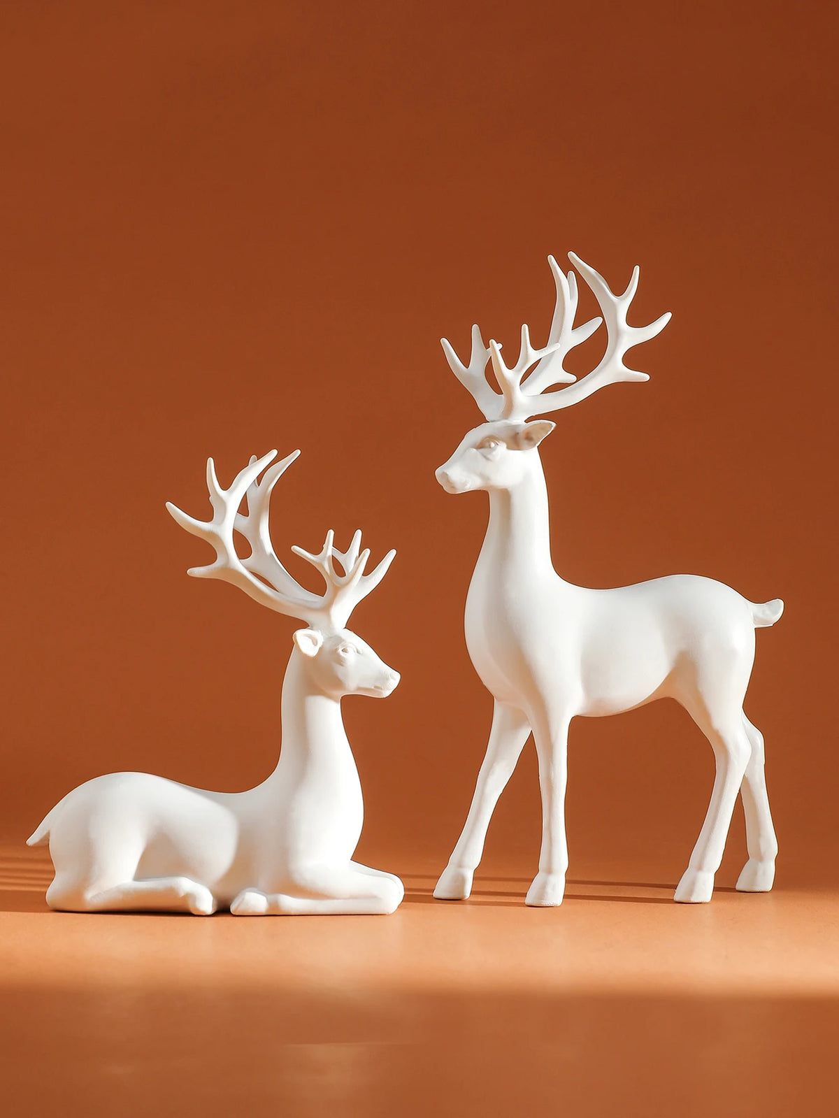 Décoration de table renne Noël 2 pièces en résine gris foncé