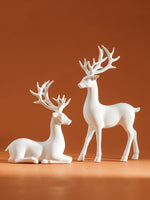 Décoration de table renne Noël 2 pièces en résine gris foncé