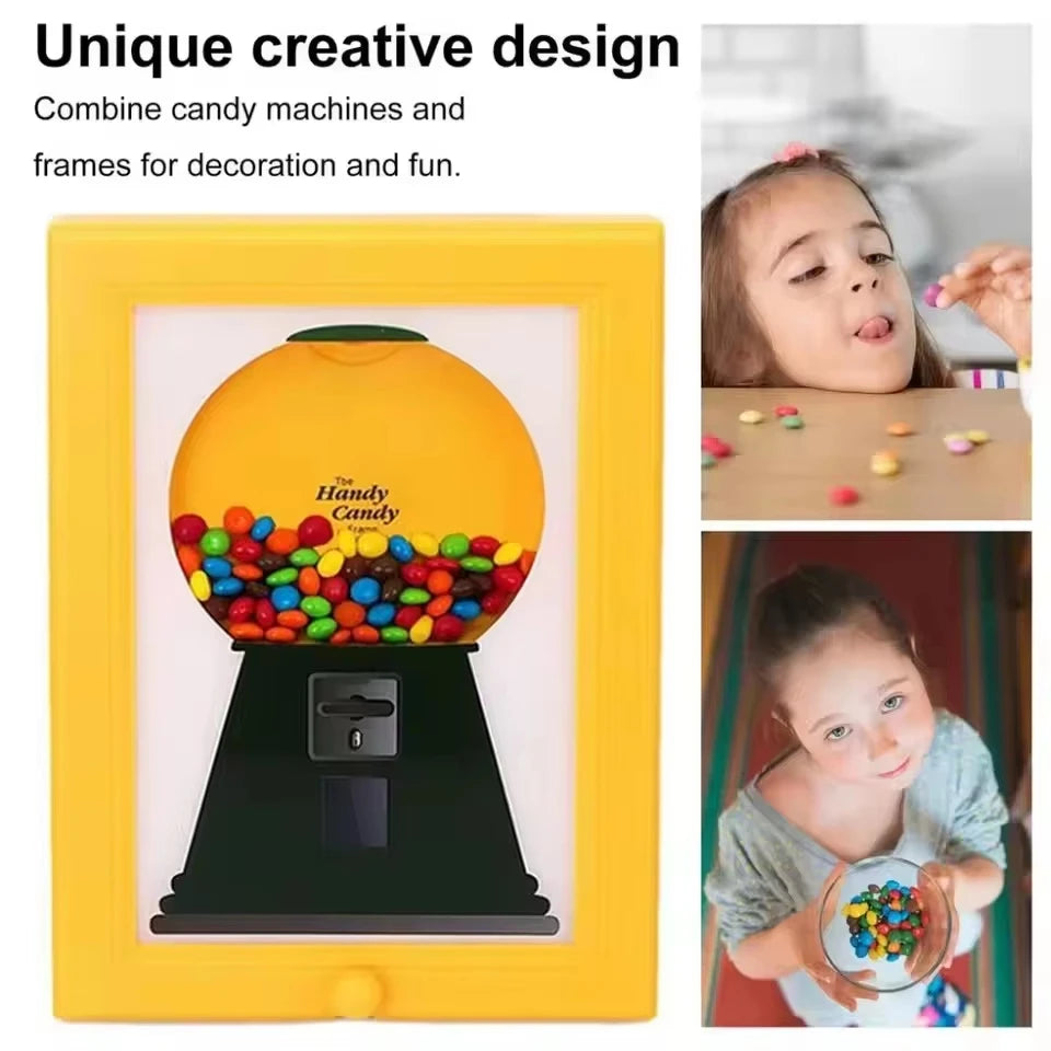 cadre photo gumball machine bonbons mms oursons decoratif ludique retro transparent plastique lisse