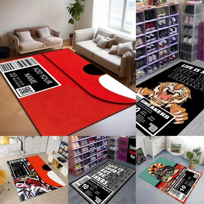 tapis sol moderne motif géométrique velouté antidérapant salon chambre intérieur décoration maison grande taille
