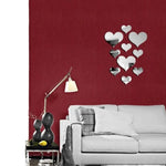 décoration murale adhésive coeurs miroirs argent doré moderne or brillant rose doré