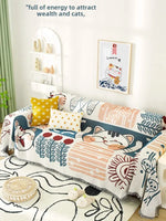 housse canapé réversible polyester multicolore motifs géométriques animaux moderne fleur ornement salon