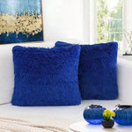 housses coussin décoratives peluche polyester moderne fermeture glissière bleu noir rose violet orange blanc