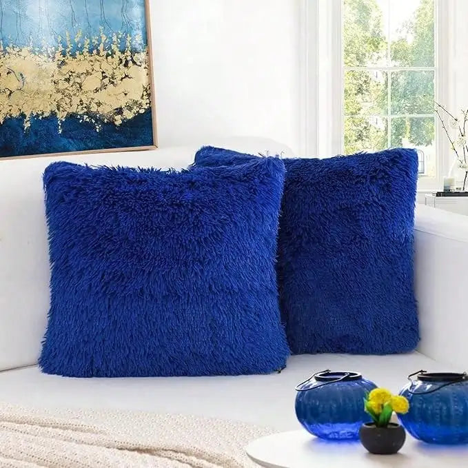 housses coussin décoratives peluche polyester moderne fermeture glissière bleu noir rose violet orange blanc